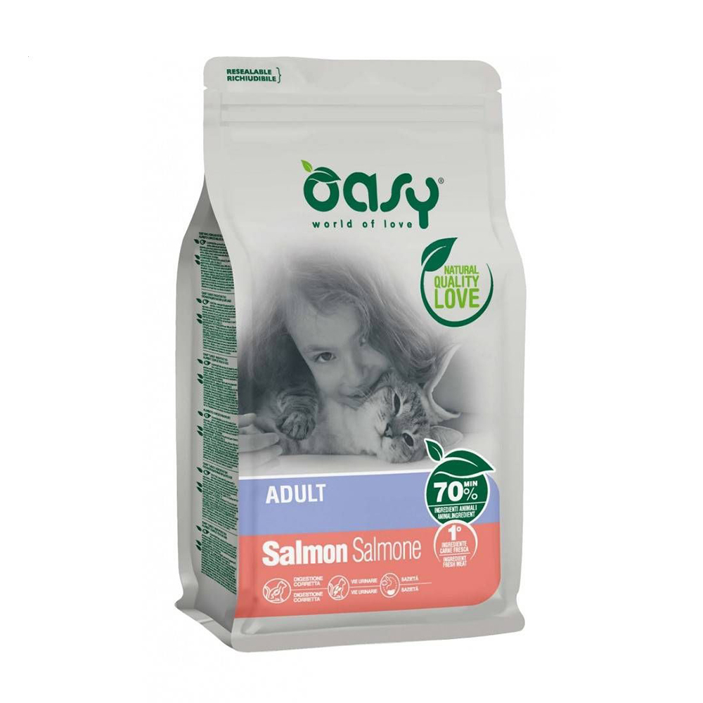 Сухий корм для кішок Oasy Lifestage Adult з лососем, 1.5 кг